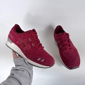Asics Gel-Lyte 3 Athletic Running Sneakers Men's 10 Red Suede Lace-Up Low Top